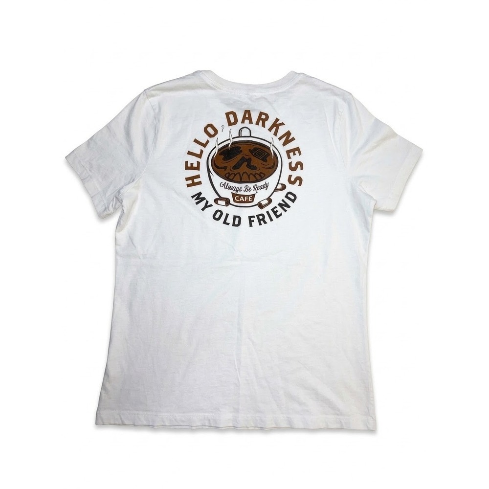 5.11 Tactical Hello Darkness My Old Friend Coffee Skull Graphic T-Shirt White M